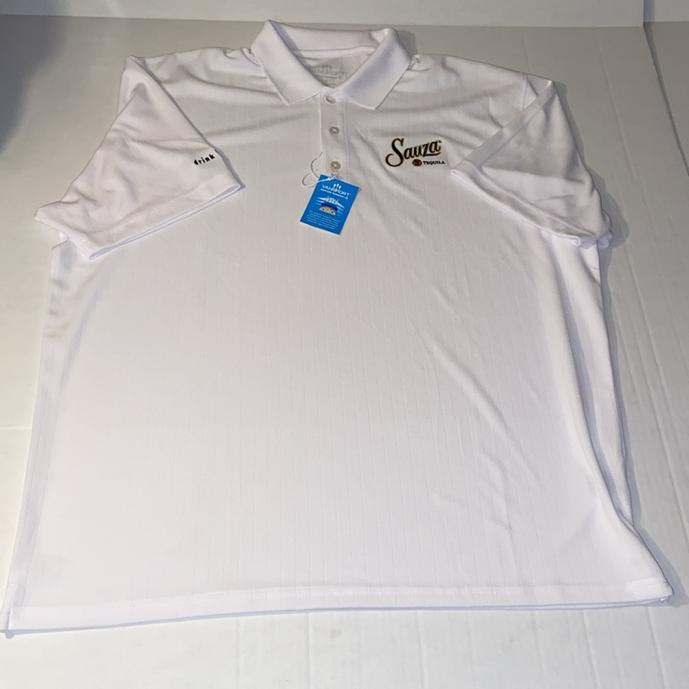 Vansport Performance Sauza Tequila XL Short Sleeve White Polo Shirt